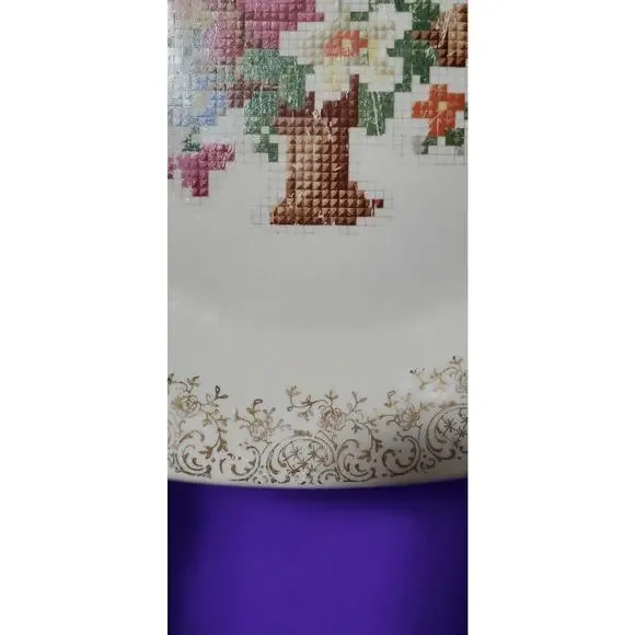Salem China Company RAREVtg SERVING PLATTER Winner, SD Stamped Embroider Floral - Picture 9 of 9